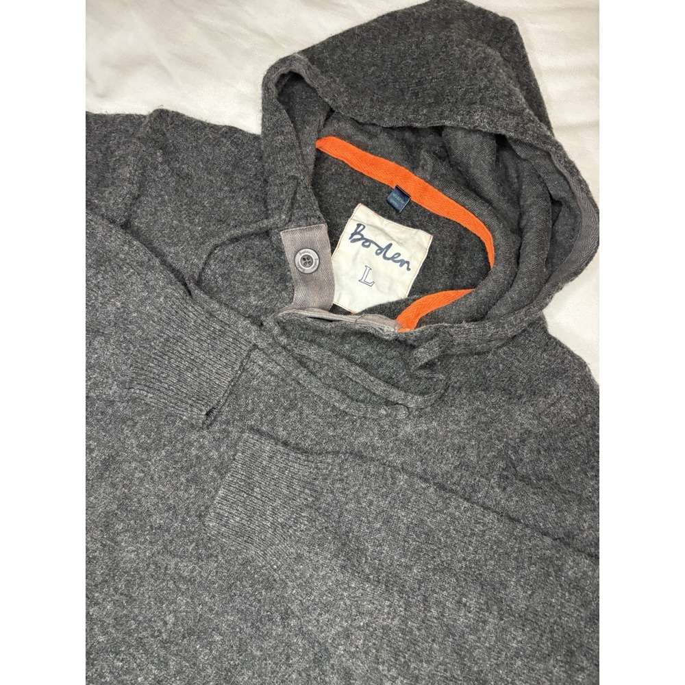Boden 100% Lambswool Hoodie Sweatshirt Women's Size Large Gray Pullover